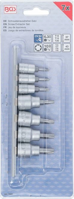 BGS Technic Jeu De Douilles à Embout D'extraction De Vis Pour Torx 1/4" Et 3/8" 7 Pièces 8 BGS Technic Jeu De Douilles à Embout D'extraction De Vis Pour Torx 1/4" Et 3/8" 7 Pièces -Pas Cher Vélos Magasin bgs technic 7098 Schraubenausdreher Bit Einsatz Satz fur Torx 14 und 38 7 teilig 3