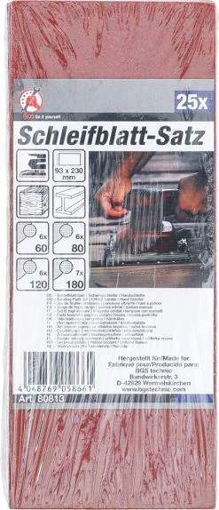 BGS Technic Jeu De Papier Abrasif 25 Pièces -Pas Cher Vélos Magasin bgs technic 80813 09 Schleifpapier Satz 25 teilig